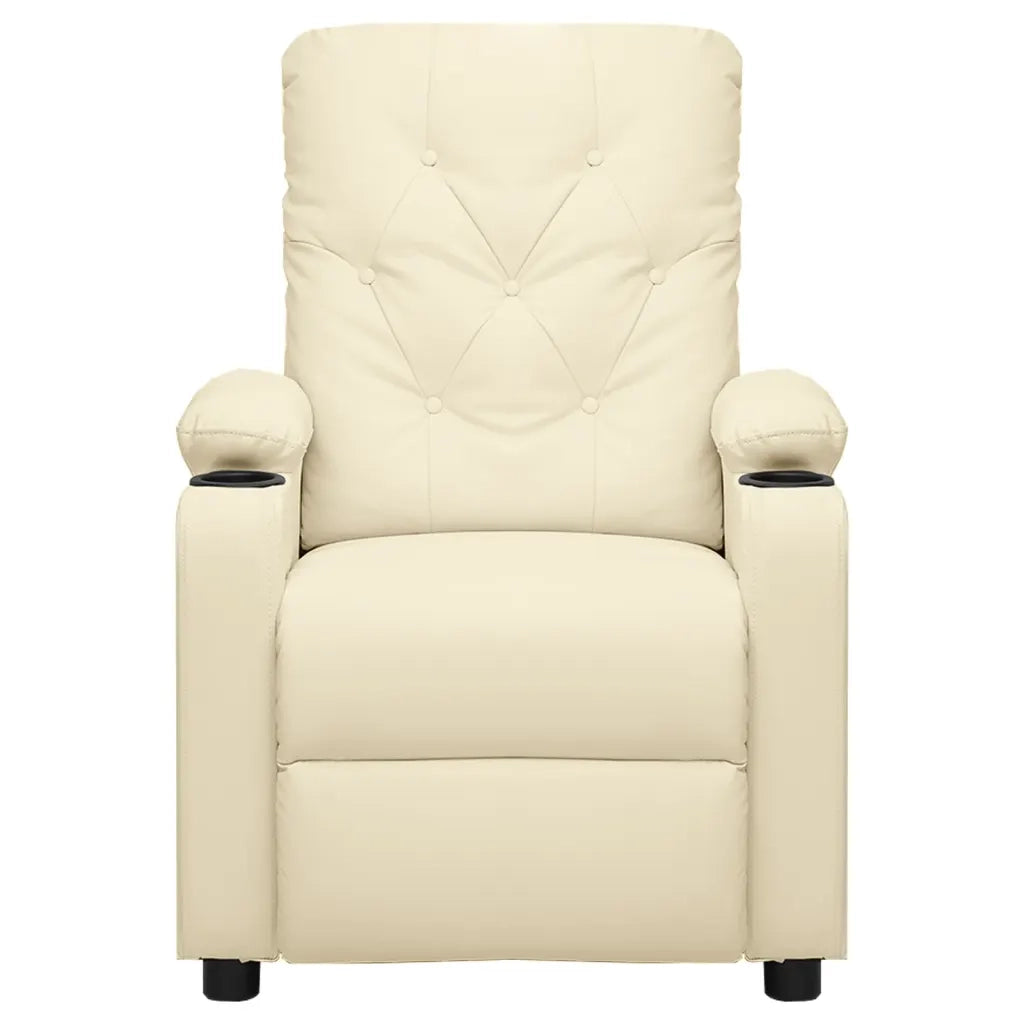 Poltrona | Sedia Relax Reclinabile Elettrica Crema in Similpelle
