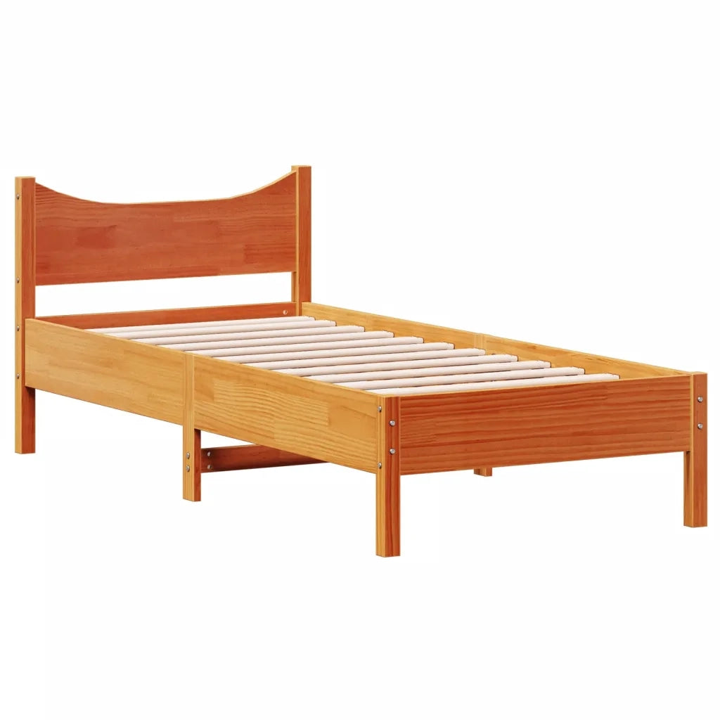 Letto senza Materasso Marrone Cera 90x190 cm in Legno di Pino 844756