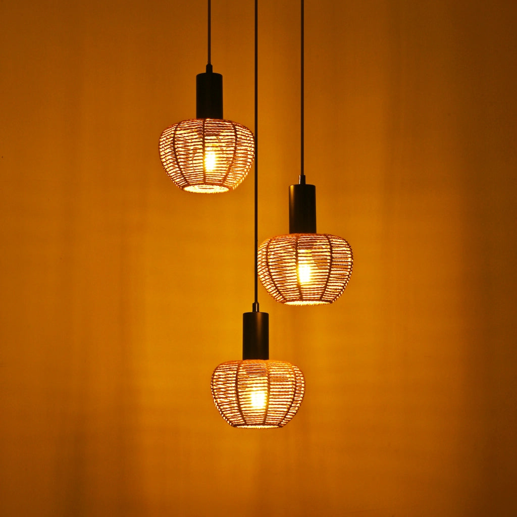 Lampada a sospensione ZMH vintage E27 a 3 luci nera (lampadine non incluse)