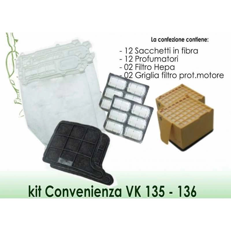 KIT 12PZ. SACCHETTI FOLLETTO KOBOLD VK 135 VK 136 VORWERK   FILTRI - Vorwerk Compatibili