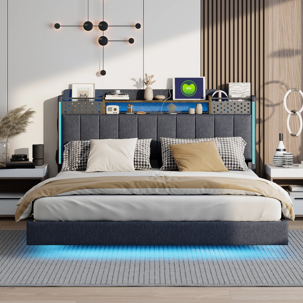 letto imbottito lino grigio 160 x 200 cm