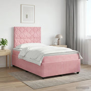 Letto box spring con materasso Rosa 120 x 190 cm Velluto 3454576