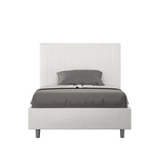 BS COM Letto una piazza e mezza con rete imbottito 120x210 similpelle bianco