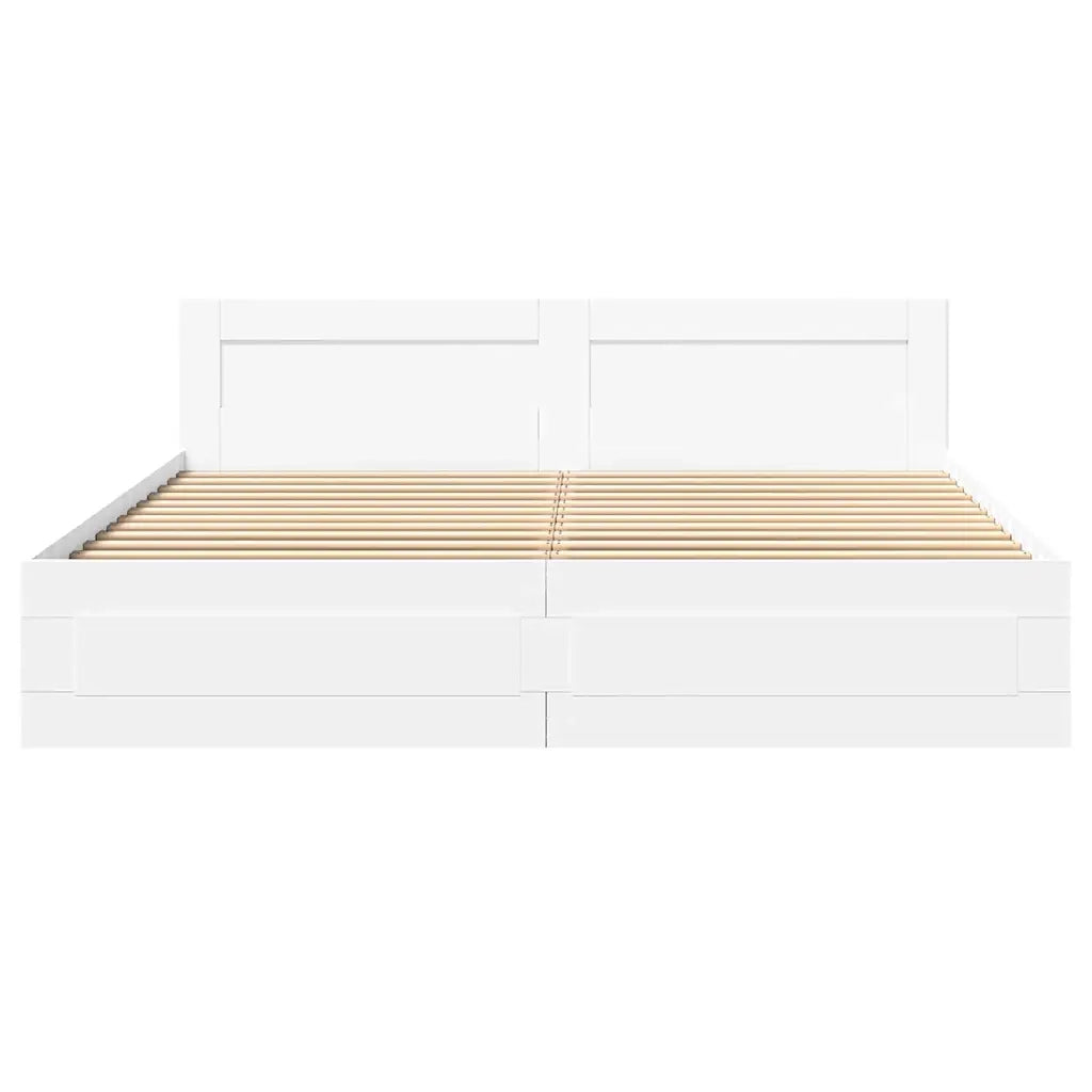 Letto matrimoniale | Letto per adulti | Struttura del letto 2 pcs Bianco 193 x 203 cm Legno multistrato