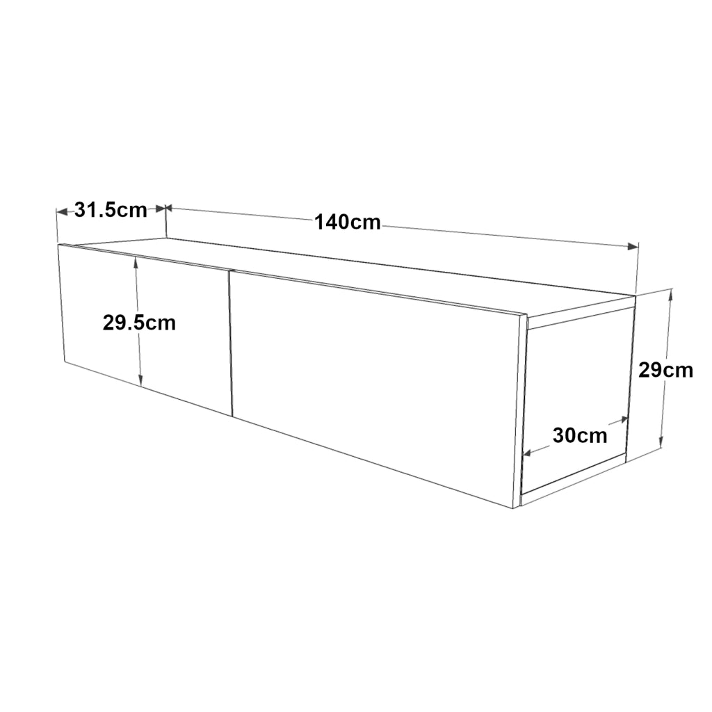 Mobile Porta TV Lapinlahti con 2 Ante a Ribalta Consolle da Parete 140 cm - Rovere Rustico / Antracite [en.casa]
