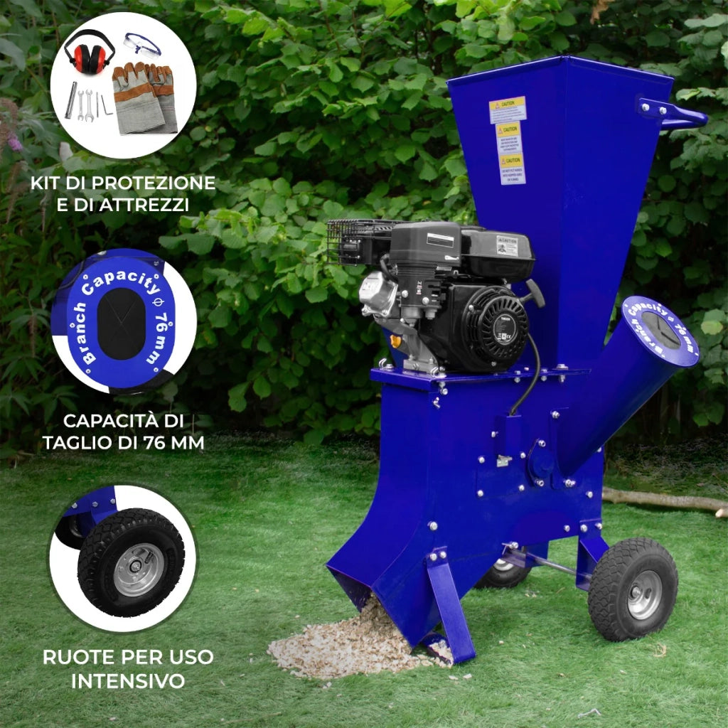 Tritatutto a benzina 7HP Trituratore da giardino Decespugliatore per uso intensivo Tritatura di legno