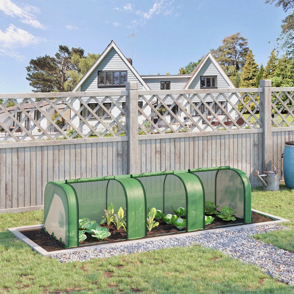 Serra Tunnel da Giardino ¨C Xylo ¨C Acciaio e Plastica PP Verde 295x100x80cm