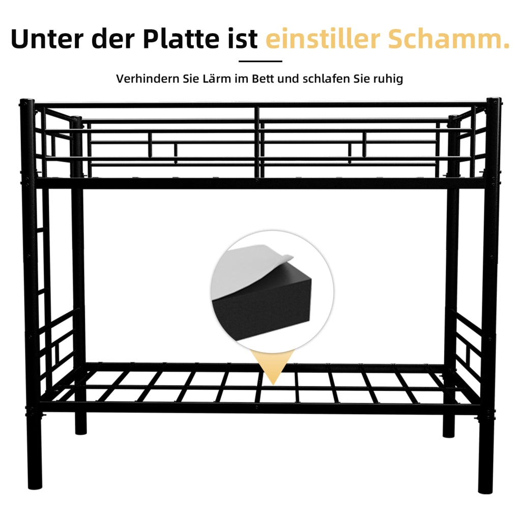 Letto a castello per bambini funzione convertibile in ferro nero 97;8x196;6 cm
