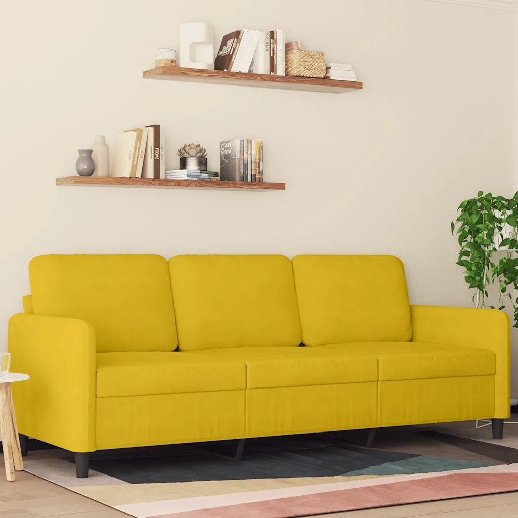 Divano a 3 Posti-Sofa 3 Posti Giallo 180 cm in Velluto 715465
