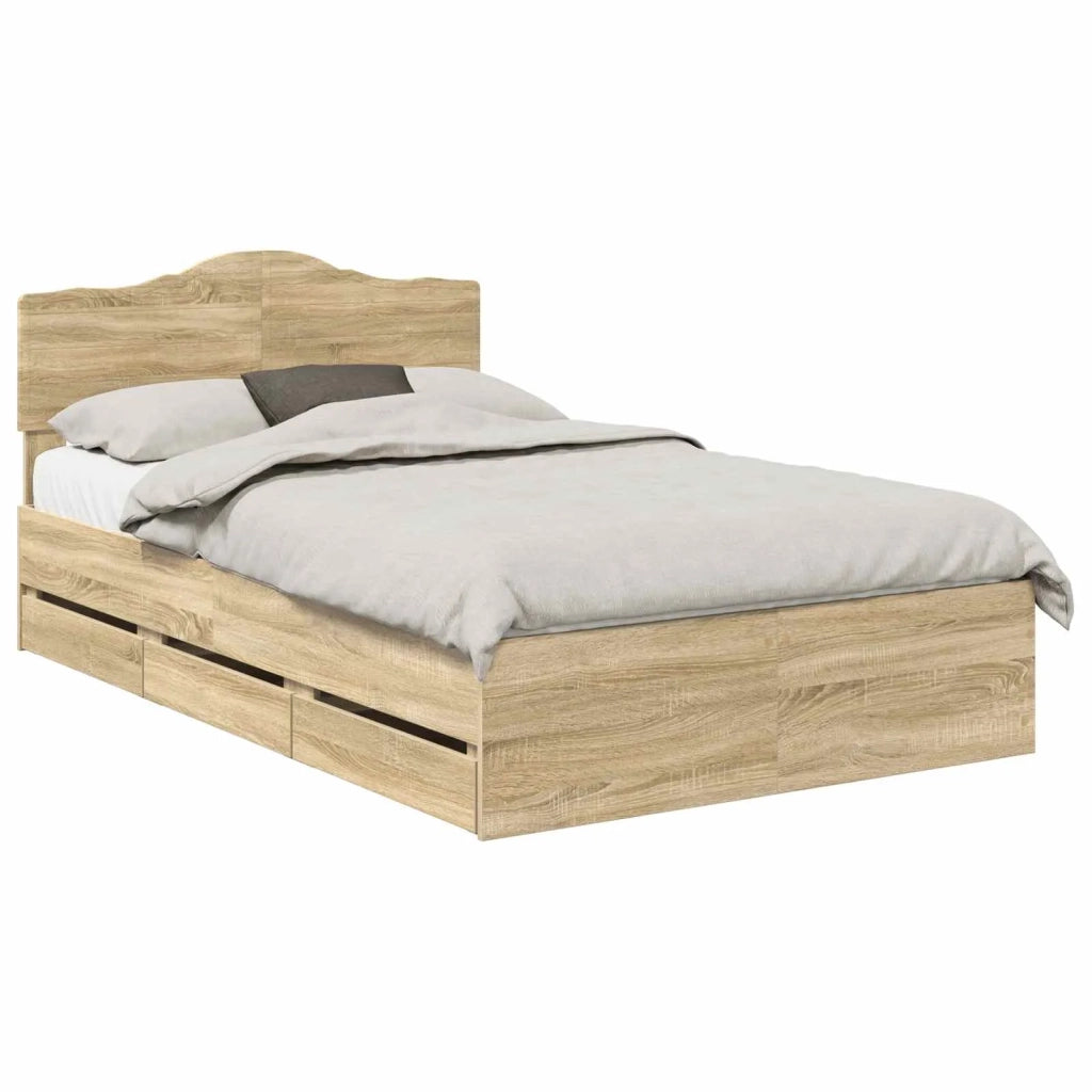 Struttura del letto con cassetto Rovere Sonoma 120 x 190 cm 3413028