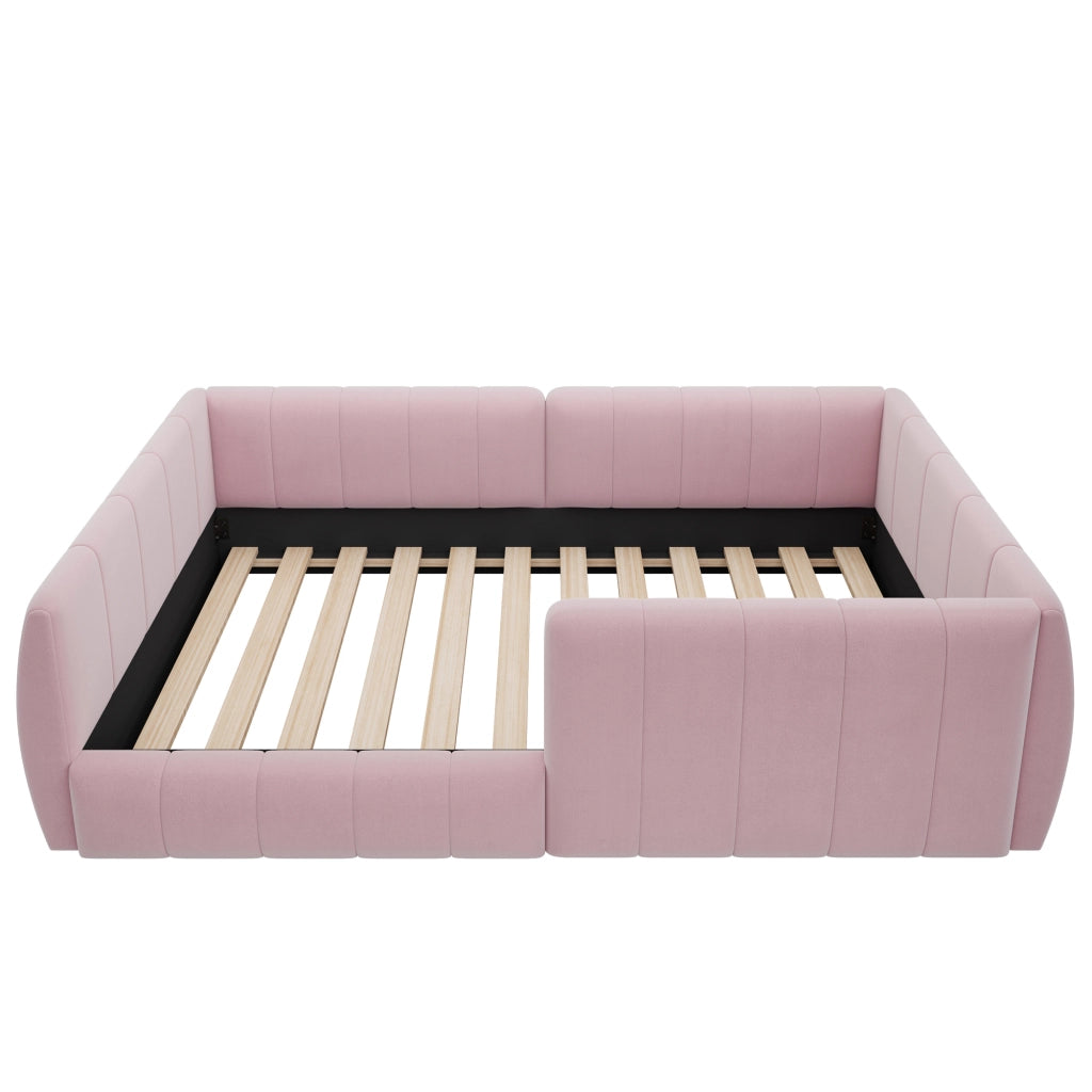 letto a piattaforma imbottito mdf rosa 90 x 200 cm