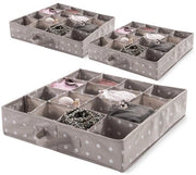 Set di compattatore con 3 organizzatori a 16 compartimenti, per intimo e accessori, tessuto non tessuto in polipropilene, marrone, 40 x 40 x 9 cm, RAN9817