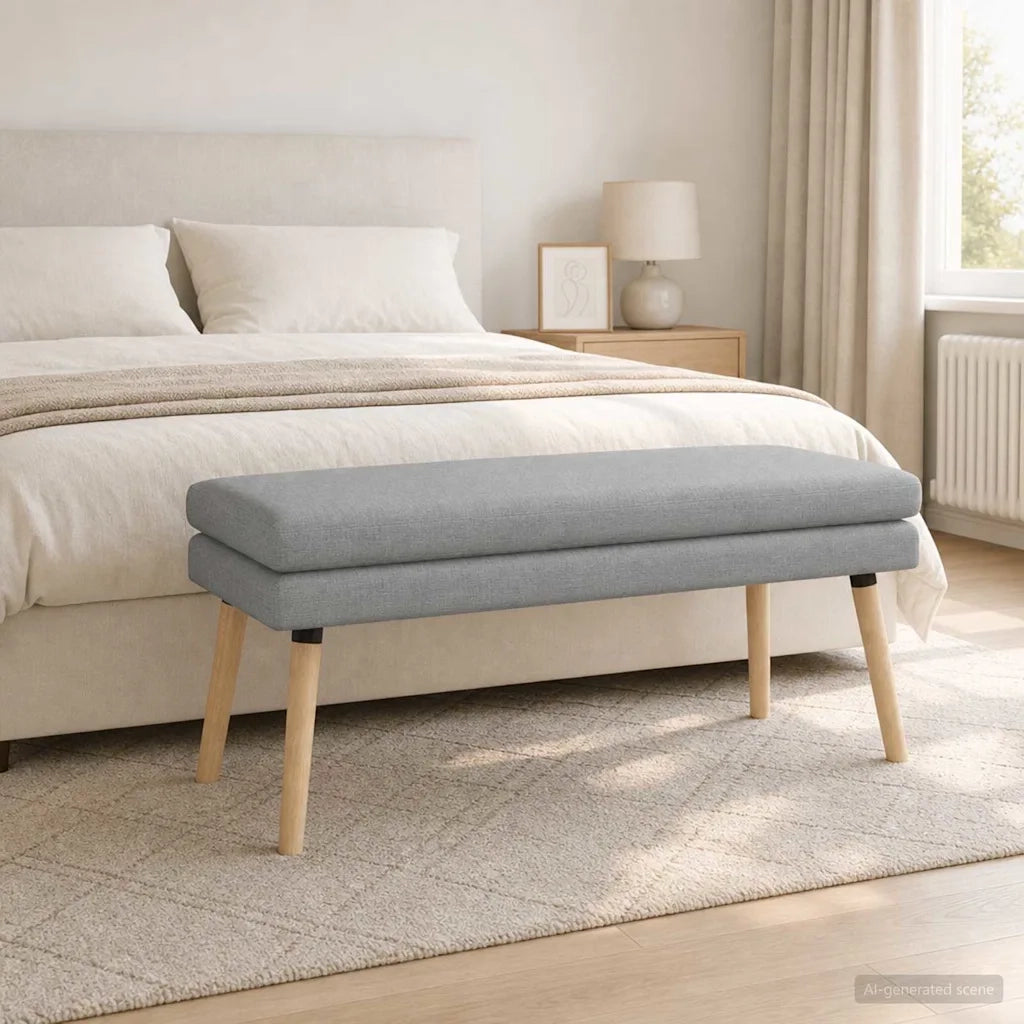Panchina a doppio strato Grigio Chiaro 110 x 40 x 47 cm Tessuto 42038445