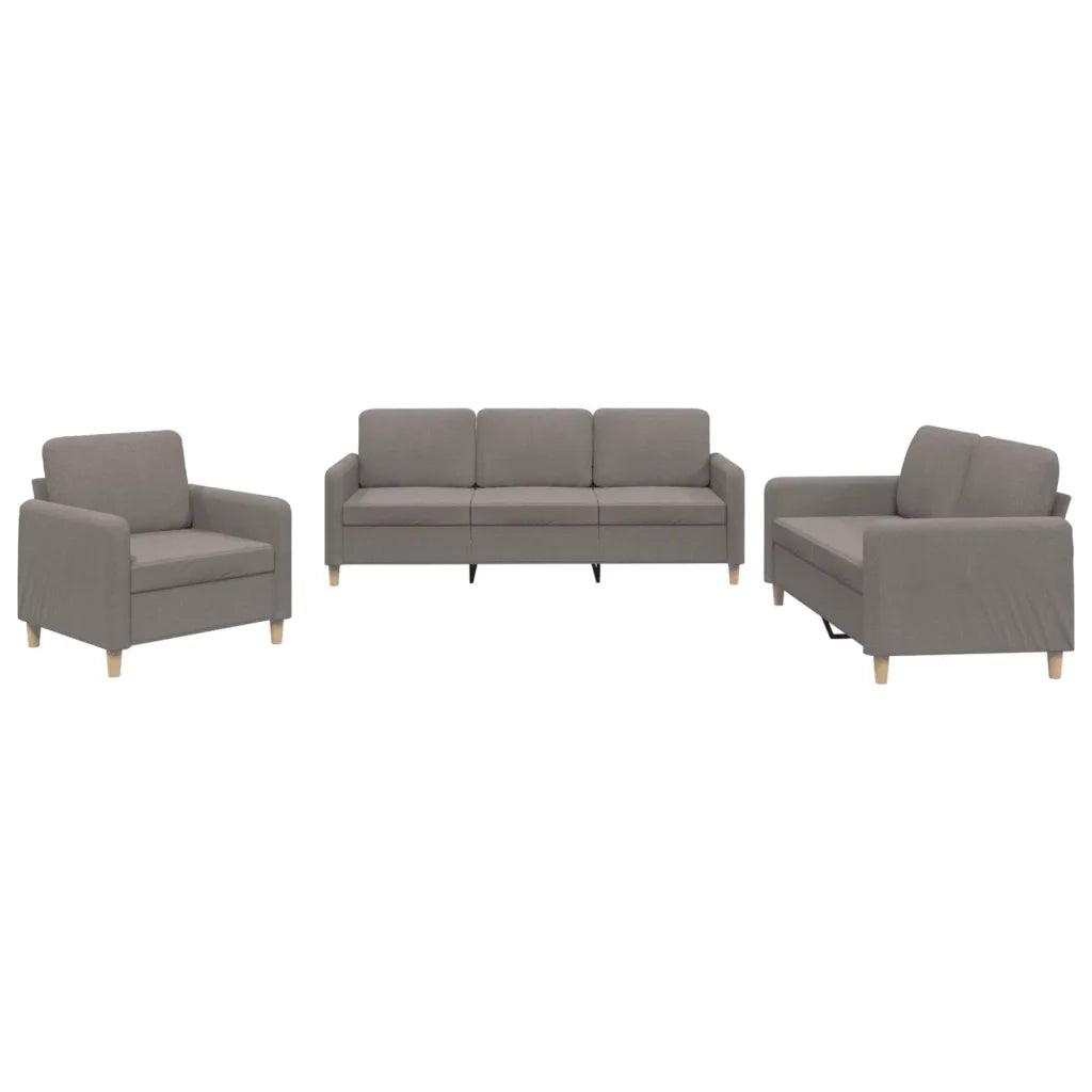 Set di Divani 3 pz con Cuscini Tortora in Tessuto 3202061