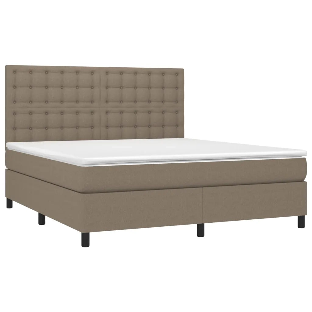 Letto a Molle con Materasso e LED Tortora 180x200 cm in Tessuto 3135217