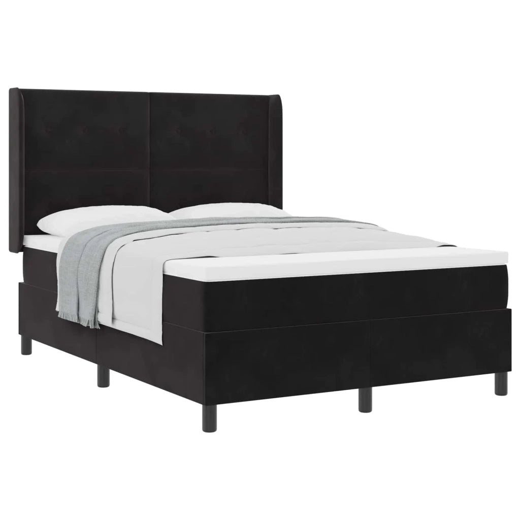 Letto a molle con materasso Nero 160 x 200 cm Velluto 3342016