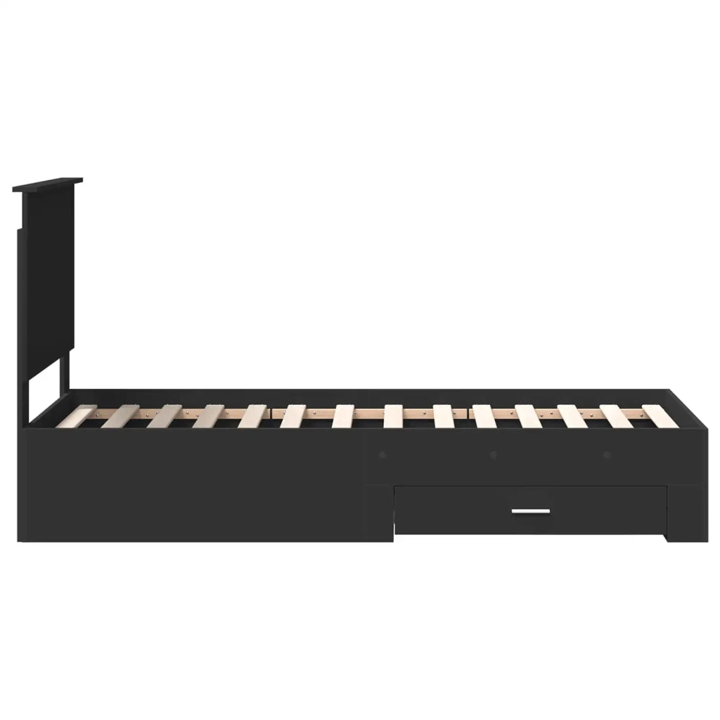 Letto singolo | Letto per adulti | Struttura del letto con testiera Nero e Argento 70 x 190 cm