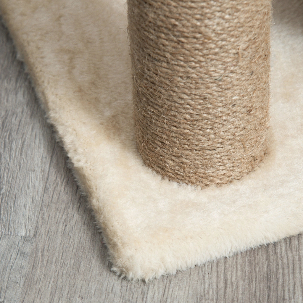 Albero tiragraffi per gatti con giocattoli e cuccia ¨C Zephmum ¨C 60x30x76 cm crema e naturale