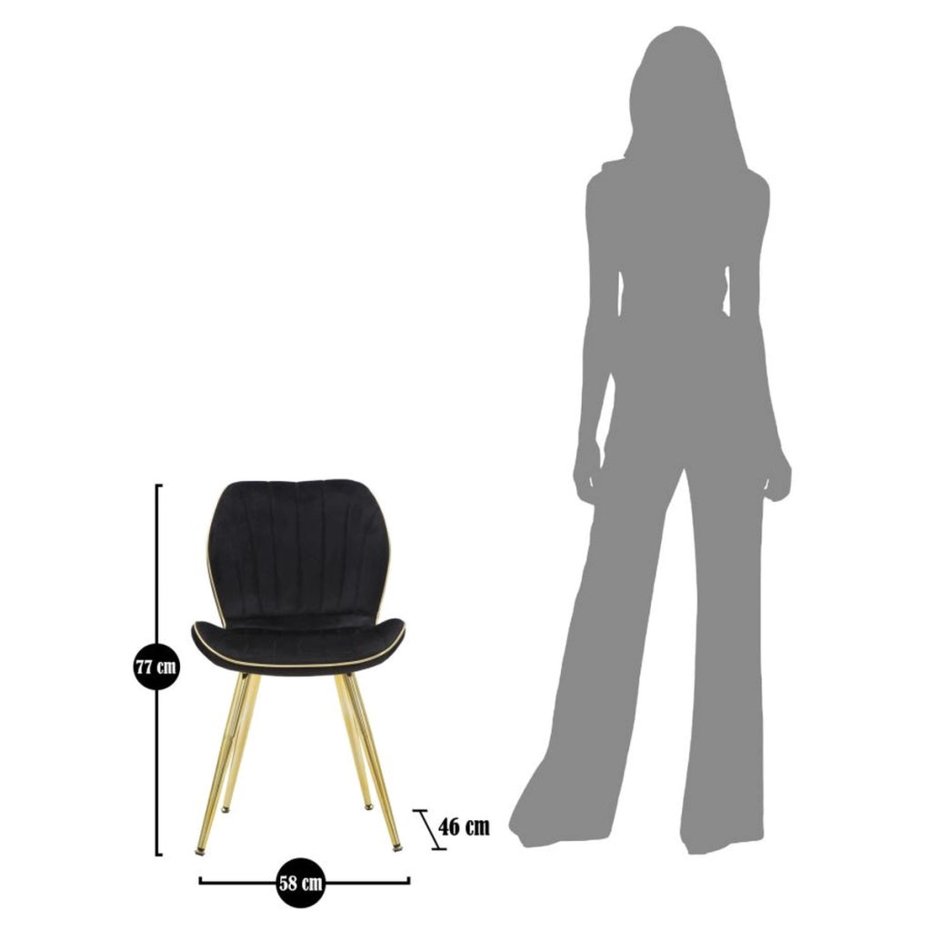 Sedia Paris Space nera e oro in velluto — set 2 pezzi