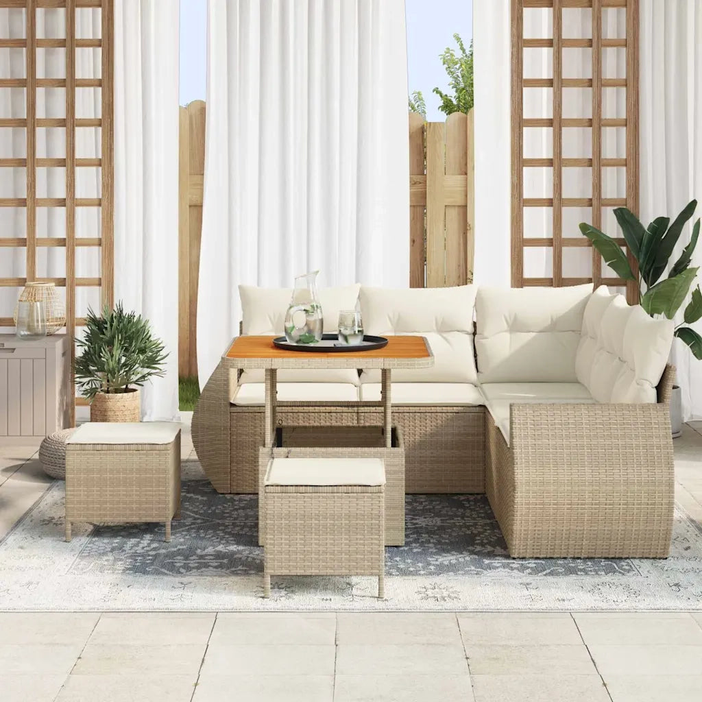 Set Divano da Giardino 8 pcs Beige polyrattan 3361871