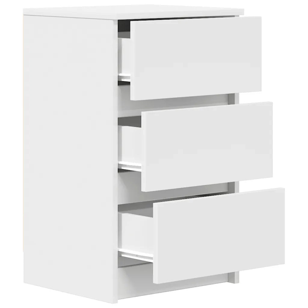 Comodino | Armadio da Notte | Mobiletto da notte con 3 Cassetti Bianco 39x35x65 cm