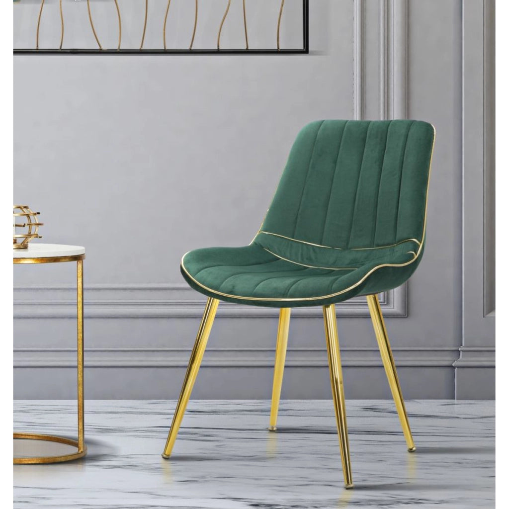 Sedia Paris verde e gold in tessuto con gambe dorate – set 2 pezzi