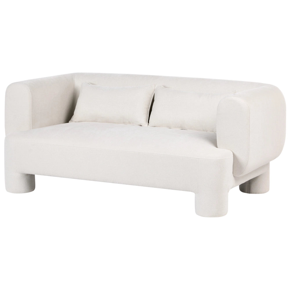Set da salotto Divano a 3 posti in tessuto bianco morbido e sinuoso Poltrona Loveseat Pouf Stile retrò minimalista