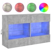 Mobile TV a Parete | Armadietto TV | Mobile Porta TV con Luci LED Grigio Cemento 98,5x30x60,5 cm