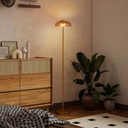 LAMPADA DA TERRA LED 3000 K Ottone antico Vetro e metallo