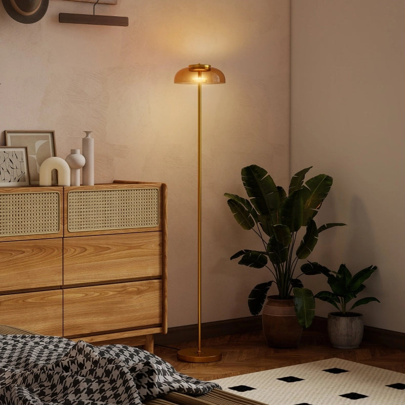 LAMPADA DA TERRA LED 3000 K Ottone antico Vetro e metallo