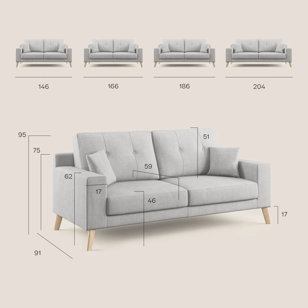 Danish Divano moderno in tessuto morbido impermeabile T02 206 cm rosa