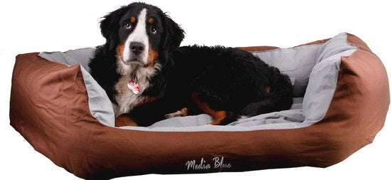 Sedia per Cani Confortevole con Cuscino Invertibile - Bancopassaggio per Cani (90 x 70 x 15, Moka/Bianco Sabbia)