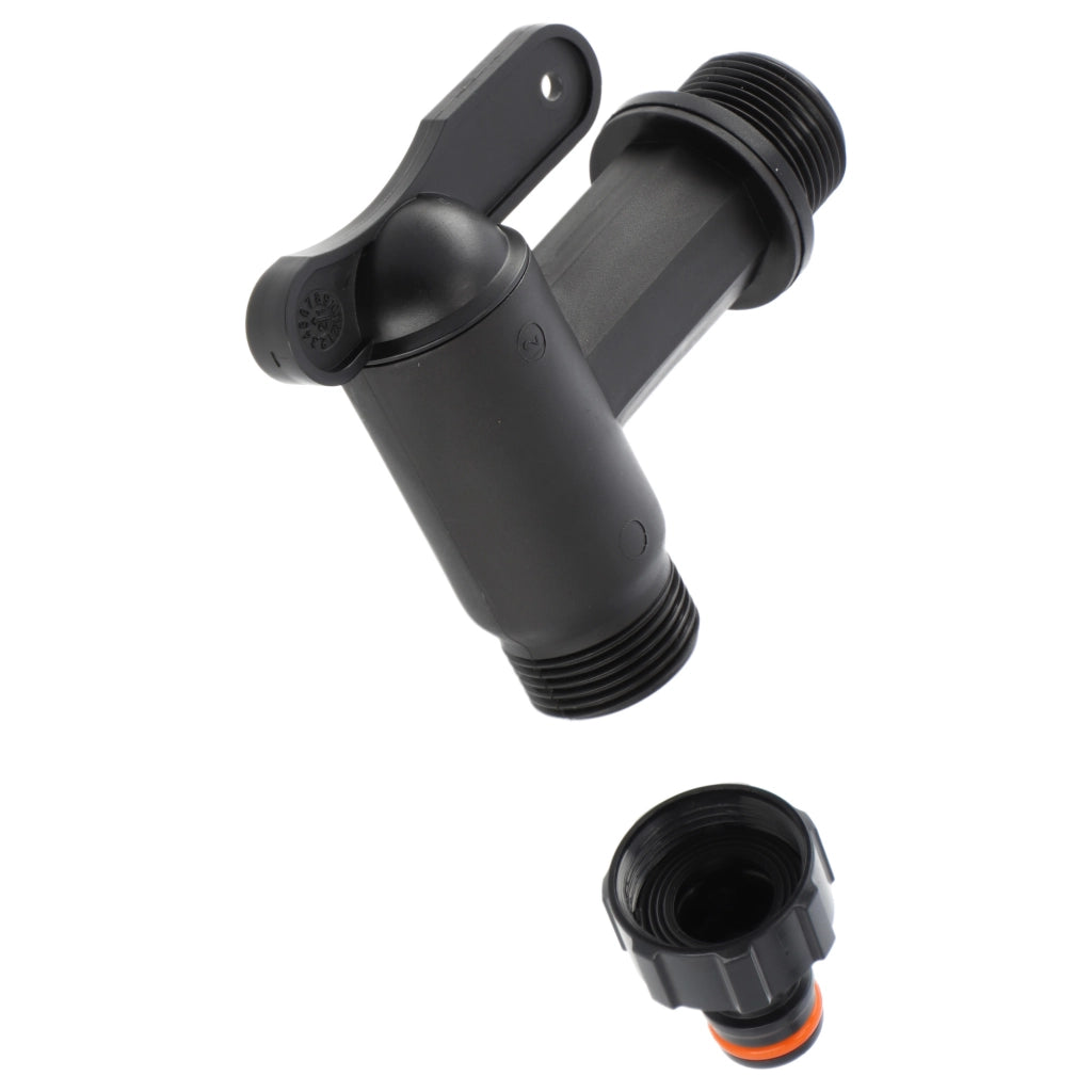 Rubinetto da giardino KADAX da 3/4" con valvola per serbatoio di acqua piovana e barile.