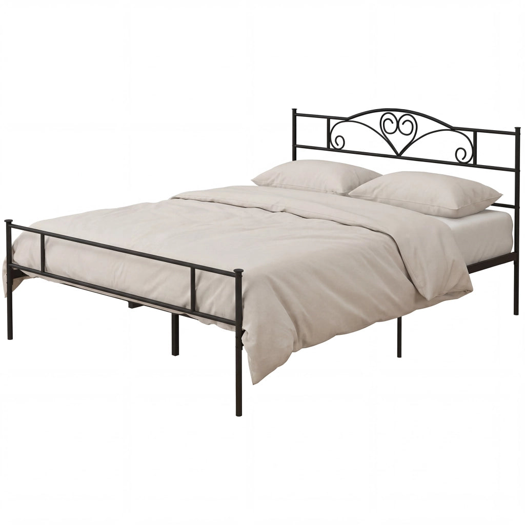 Letto Matrimoniale in Acciaio con Doghe Integrate, Testiera e Pediera ¨C Minimal ¨C 160x200 cm