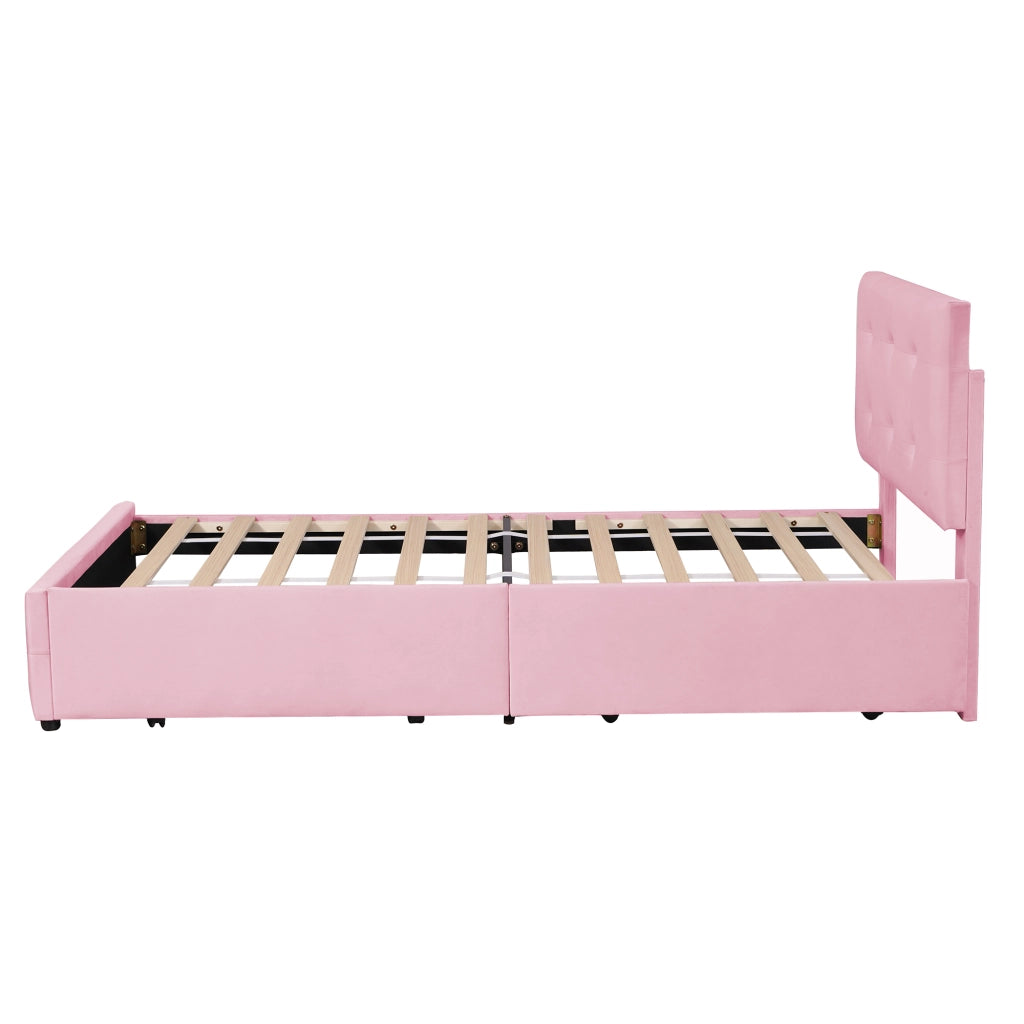 letto imbottito velluto rosa 90 x 200 cm