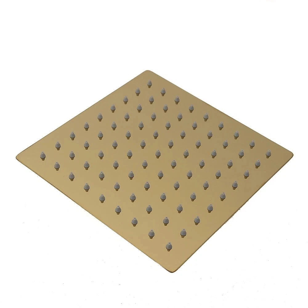 Trade Shop - Soffione Doccia Ultra Slim Quadrato 25x25cm Oro Satinato Attacco Universale ½ Bagno 87882 -