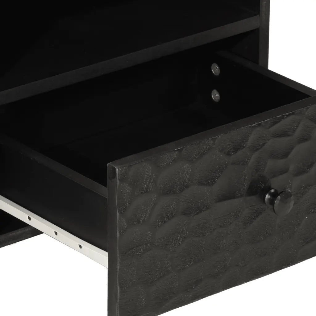 Tavolino da Salotto-Tavolino da soggiorno-Tavolo Nero 80x54x40 cm in Legno Massello di Mango 363450
