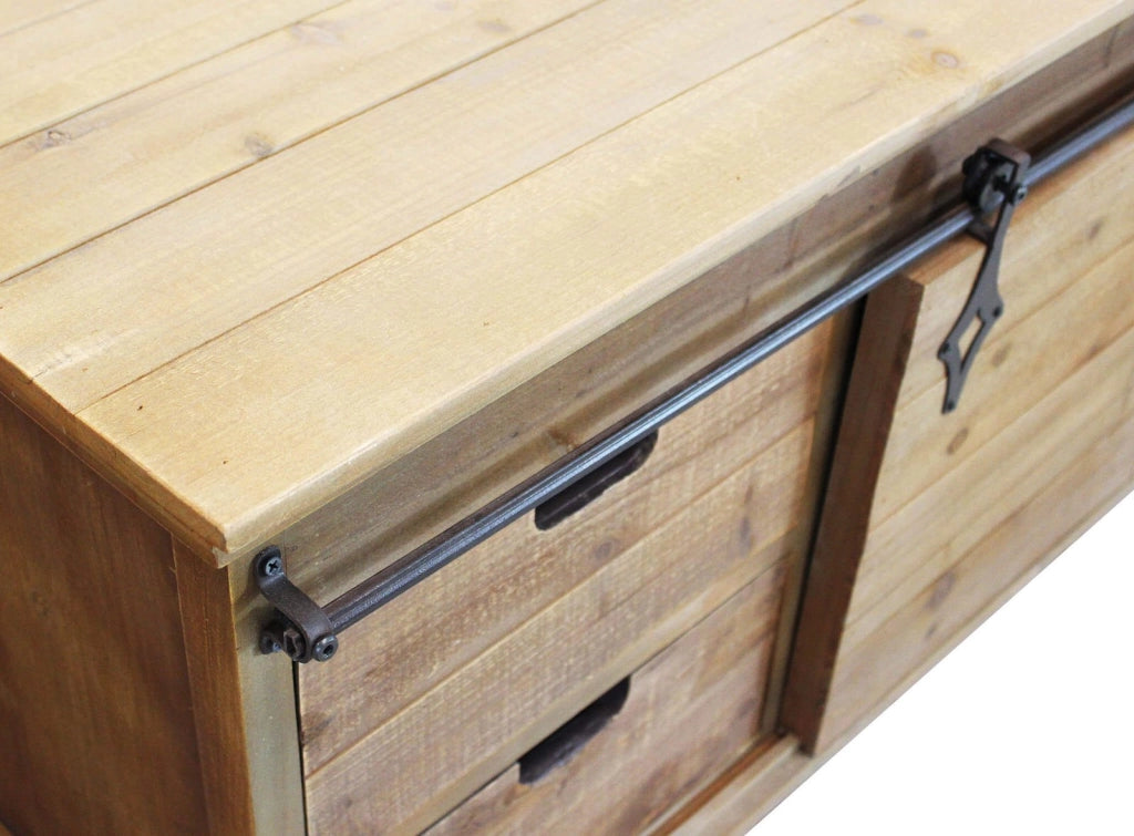 Porta tv per soggiorno Industrial in Legno Metallo cm 151x45x52 - HUGHIE