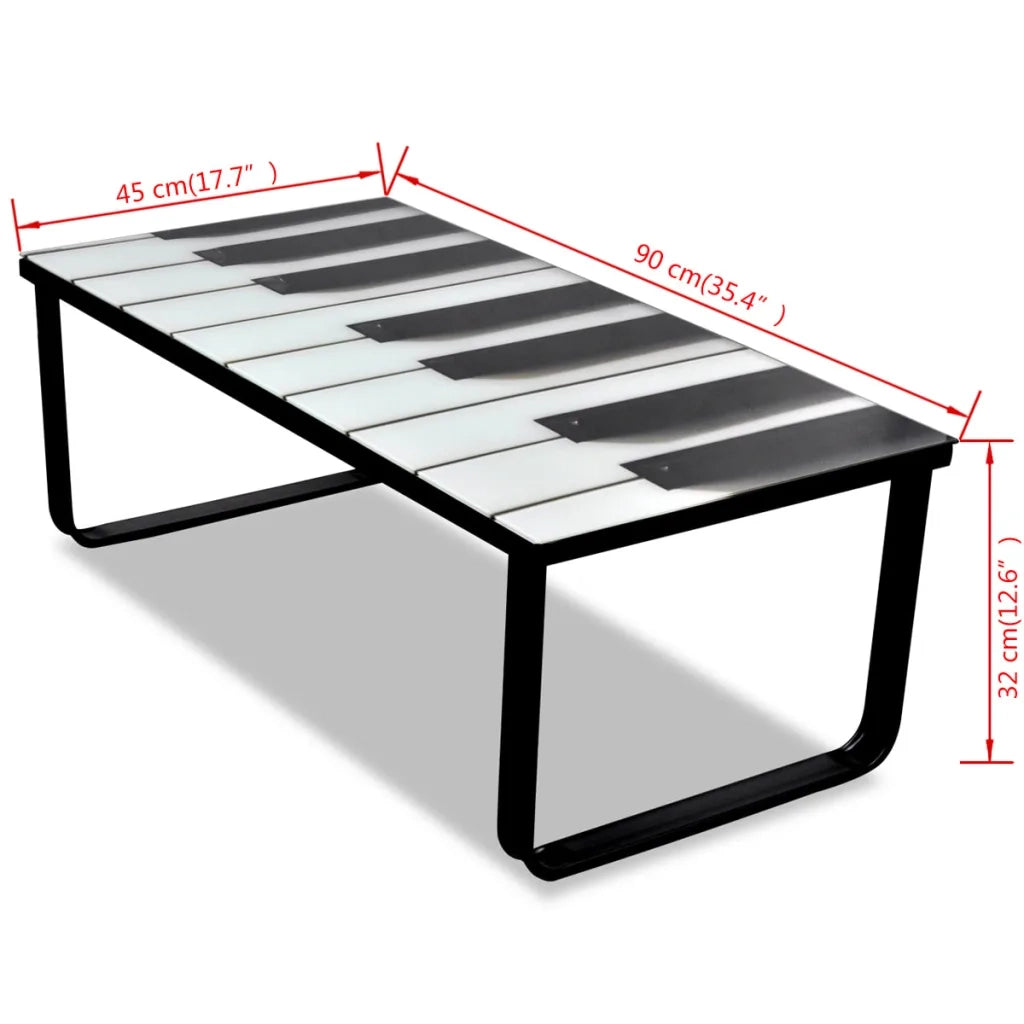Tavolino da Salotto con Piano in Vetro con Stampa Pianoforte 241174