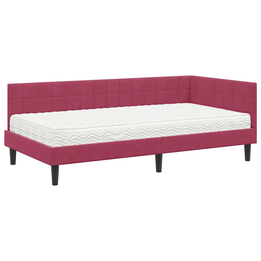Struttura Letto Angolare con Materasso 2 pcs Verde Velluto 3393992