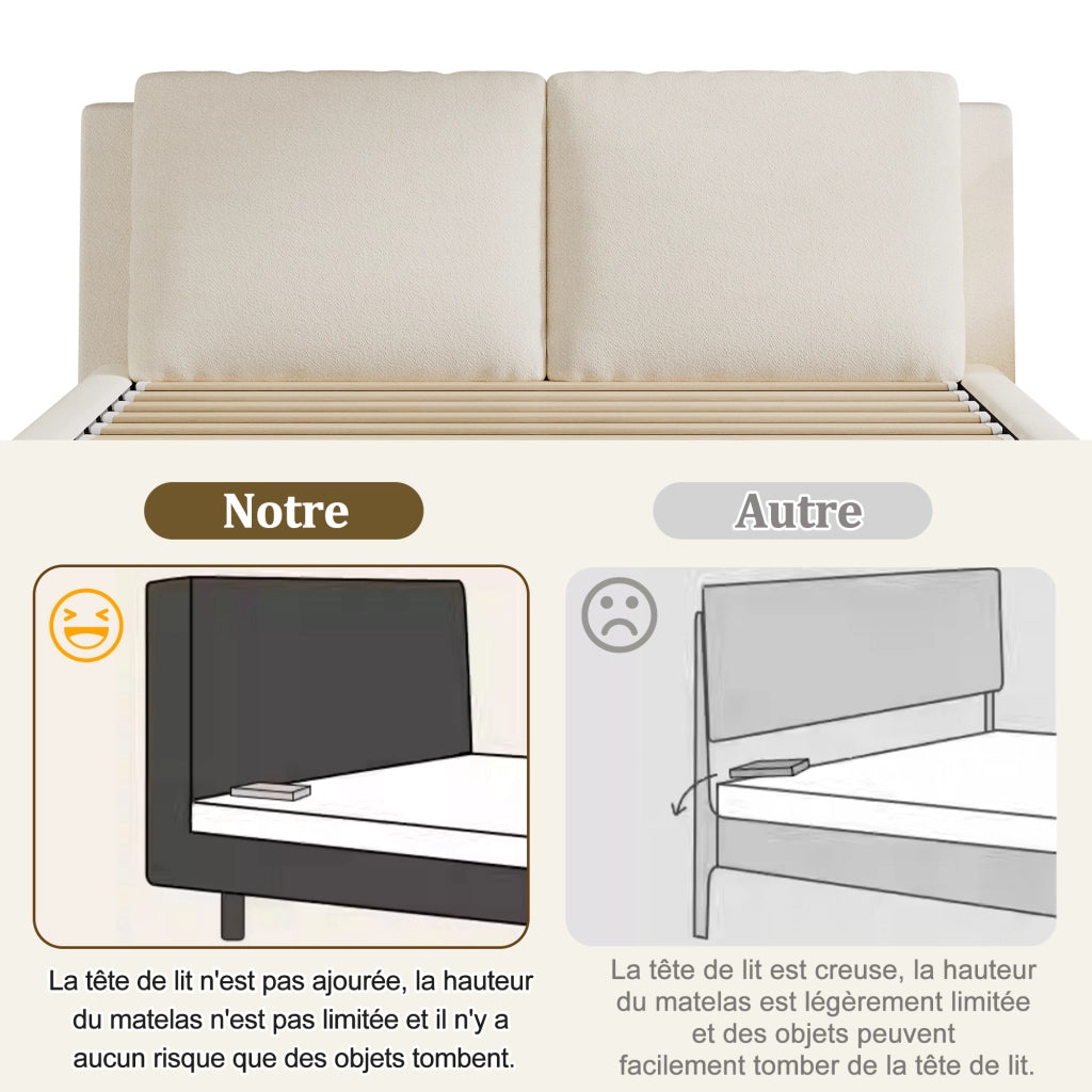 Letto contenitore matrimoniale 160×200 cm con ampio spazio contenitivo; testiera inclinata; senza materasso