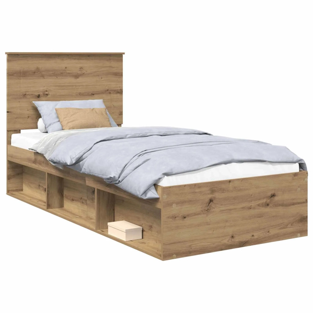 Letto singolo | Letto per adulti | Struttura del letto con testiera Rovere Artigianale 90 x 200 cm