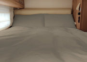 Completo Lenzuola Camper Roulotte 100% Cotone PERSONALIZZABILE Tinta Unita - Matrimoniale - Tortora