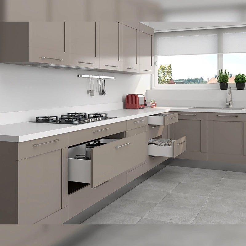 Cassetto esterno Concept 30kg, altezza 105mm, profondità 450mm, Acciaio, Verniciato bianco