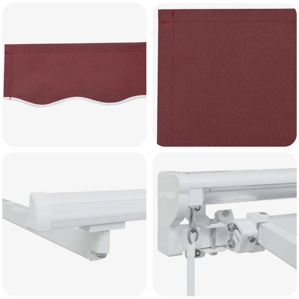Cornice per Tenda Manuale con LED Borgogna e Bianco 3,5 x 2,5 m 3420596