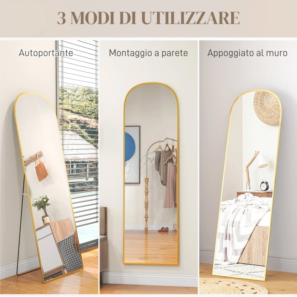 Specchio Moderno ¨C Minimal ¨C Oro Lega Alluminio 50x170cm