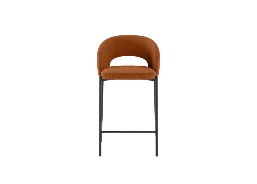 Sgabello Cucina Greta Design Moderno con Seduta e Schienale in Tessuto Arancio e Gambe in Metallo Resistente - Om/394/SAR