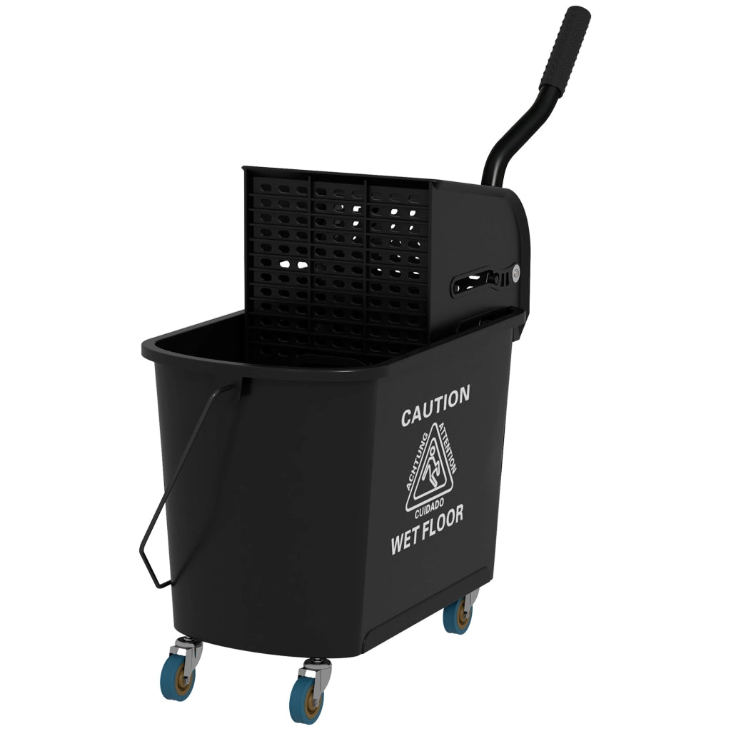 Secchio per Mocio con Strizzatore e Maniglia ¨C Minimal ¨C 20 L, Nero, Plastica
