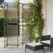 Divisorio per Ambienti | Divider per stanze | Paravento a 4 Pannelli Grigio in Polyrattan