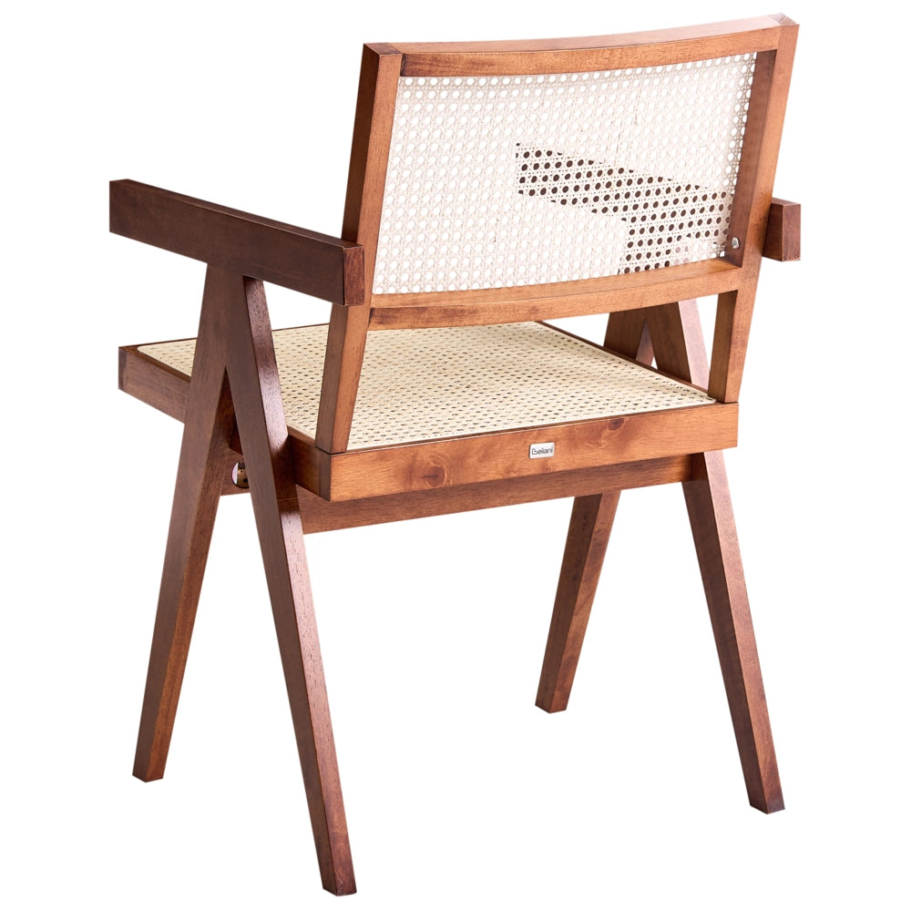 Sedia da pranzo di design in legno e vimini naturale marrone schienale minimalista soggiorno sala da pranzo